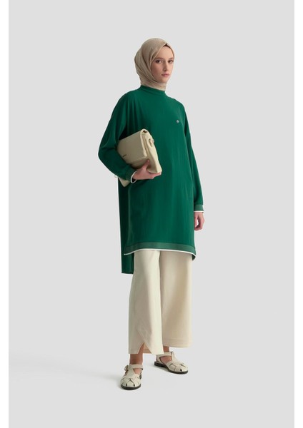 Kolları Ribanalı Arkadan Uzatmalı Basic Tunik-Zümrüt 25YT449 fırsatları