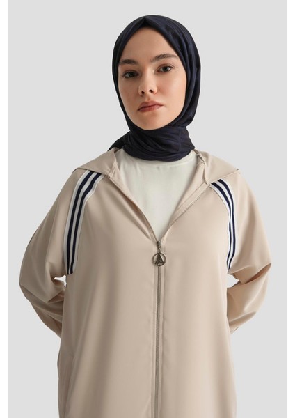 Boydan Fermuarlı Kapüşonlu Tunik-Taş 25YT409 modelleri