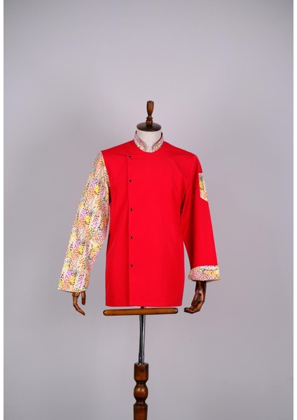 Aşçı Ceketi Ithal Kumaş Desenli Unisex Çıtçıtlı Uzun Kollu Chef Aşçı Mutfak Ceketi