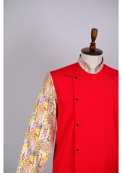 Aşçı Ceketi Ithal Kumaş Desenli Unisex Çıtçıtlı Uzun Kollu Chef Aşçı Mutfak Ceketi