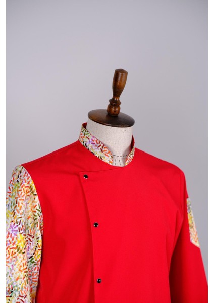 Aşçı Ceketi Ithal Kumaş Desenli Unisex Çıtçıtlı Uzun Kollu Chef Aşçı Mutfak Ceketi