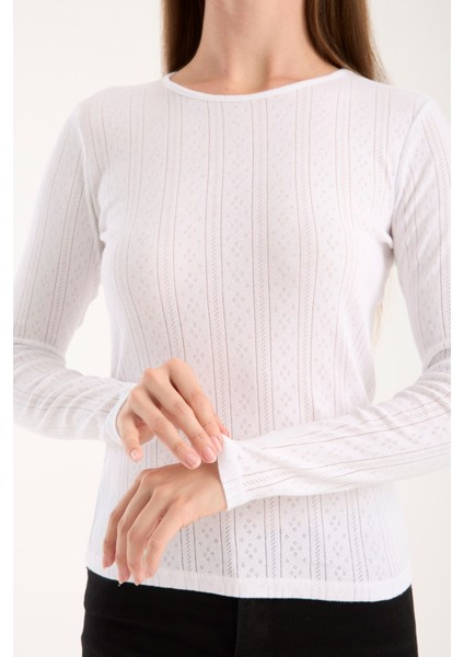 Kadın Ajurlu Triko Bluz – Geniş Yaka, Uzun Kollu, Rahat ve Dayanıklı 3014 fırsatları