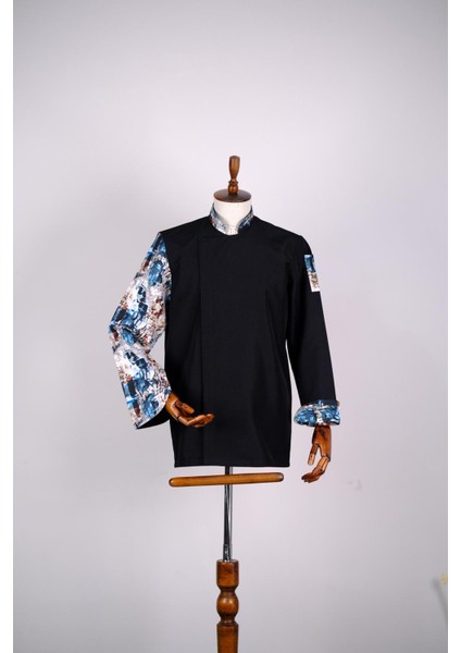 Aşçı Ceketi Ithal Kumaş Desenli Unisex Çıtçıtlı Uzun Kollu Chef Aşçı Mutfak Ceketi