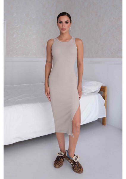 Kadın Halter Yaka Taş Midi Boy Fitilli Kalem Elbise fiyatları