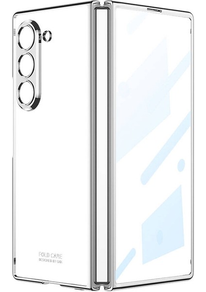 Galaxy Z Fold 6 Kılıf Ata Full Camlı Kıpta Kapak-Gümüş