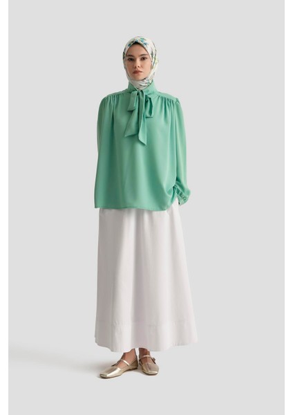 Boyun Kurdele Desenli Tunik-Mint 25YT303 fiyatları