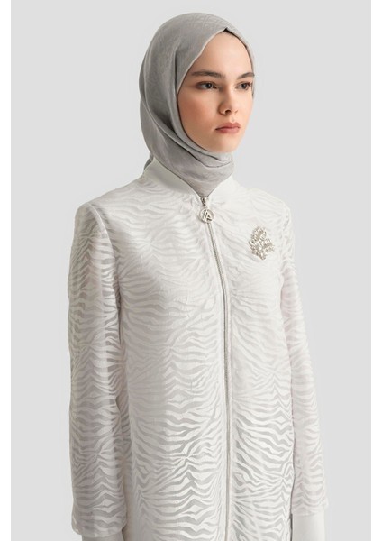 Içi Astarlı File Detaylı Fermuarlı Tunik-Ekru 25YT418 fiyatları
