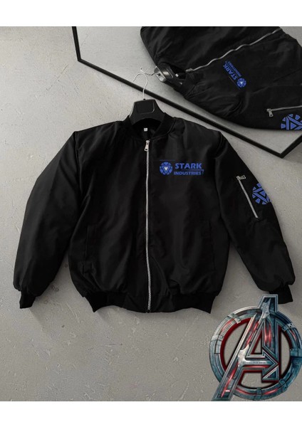 Tam Kalıp Uzun Kol Baskılı Bomber Ceket - Siyah fırsatları