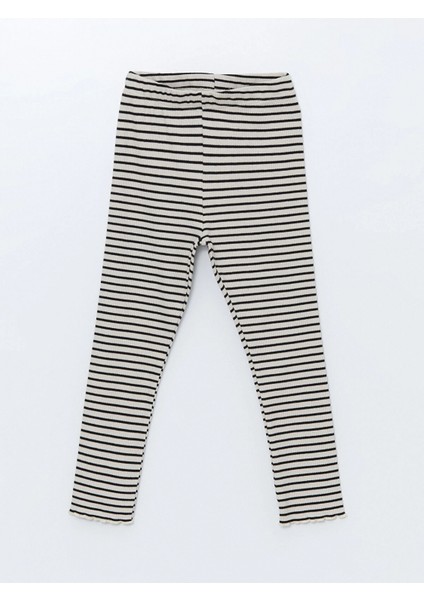 Lcw Kids Siyah Beli Lastikli Çizgili Kız Bebek Tayt