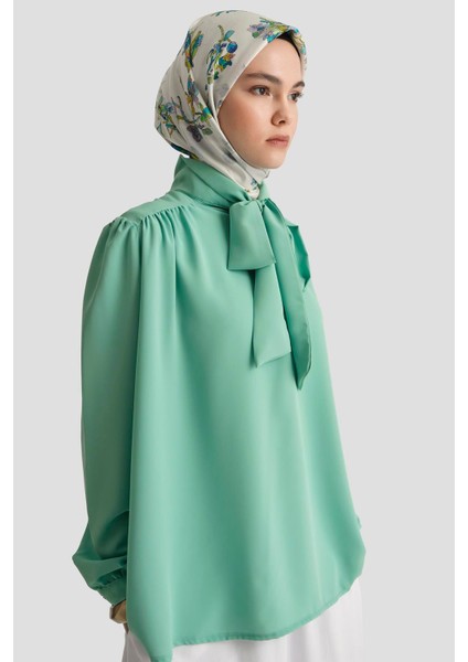 Boyun Kurdele Desenli Tunik-Mint 25YT303 modelleri