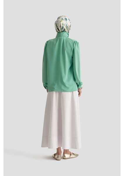 Boyun Kurdele Desenli Tunik-Mint 25YT303 indirimleri