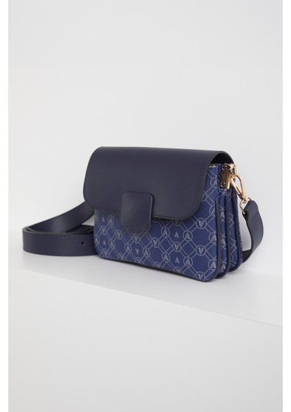 ARMİNE TREND Dijital Baskılı Omuz Askılı Çıt Çıtlı Çanta Lacivert ARM134