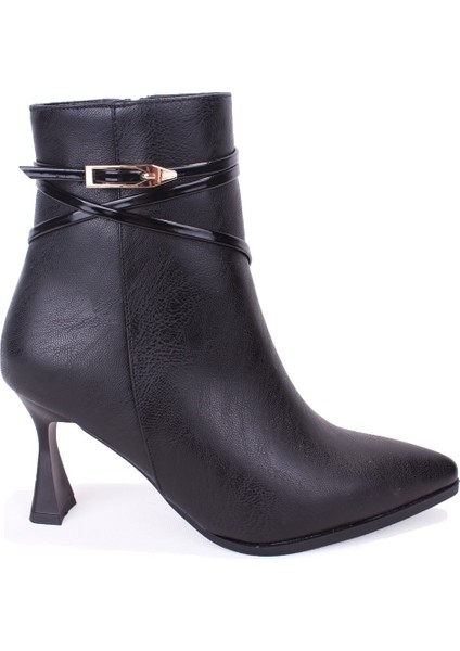 DZA07-11332004 Siyah Klasik Topuklu Kadın Bot fiyatları