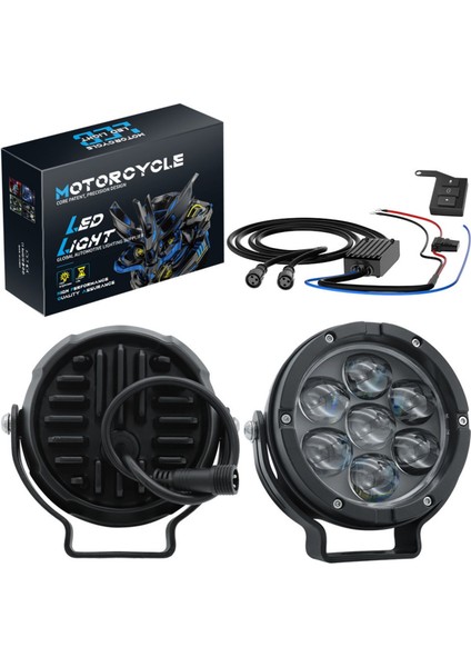 Motosiklet Profesyonel Sis Farı Seti Bluetooth Kumandalı 5 Modlu Beyaz Sarı Sis Farı Metal Gövde