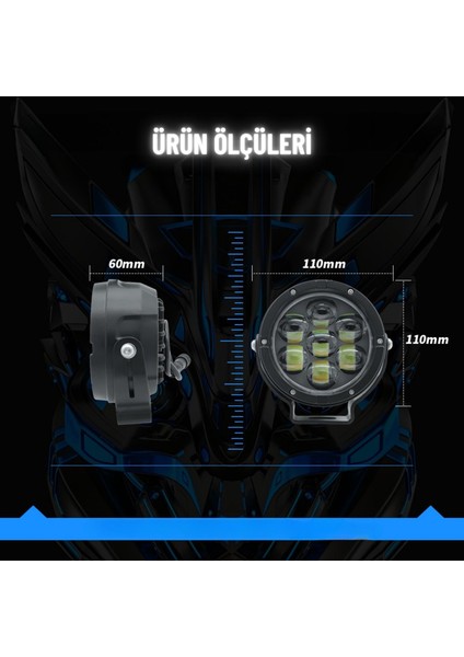 Motosiklet Profesyonel Sis Farı Seti Bluetooth Kumandalı 5 Modlu Beyaz Sarı Sis Farı Metal Gövde