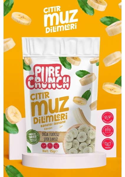 Dondurularak Kurutulmuş Muz - Dilimlenmiş - 15 gr