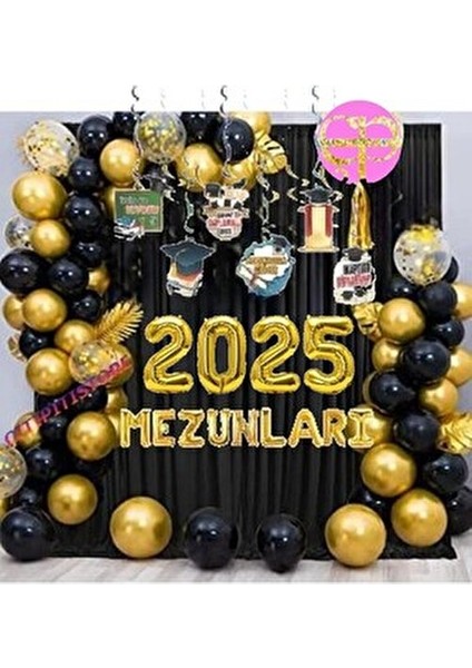Düvenci Mezuniyet Süsleri 2025 İçin 40 Adet Balon ve 5 Metre Balon Zinciri Seti fiyatları