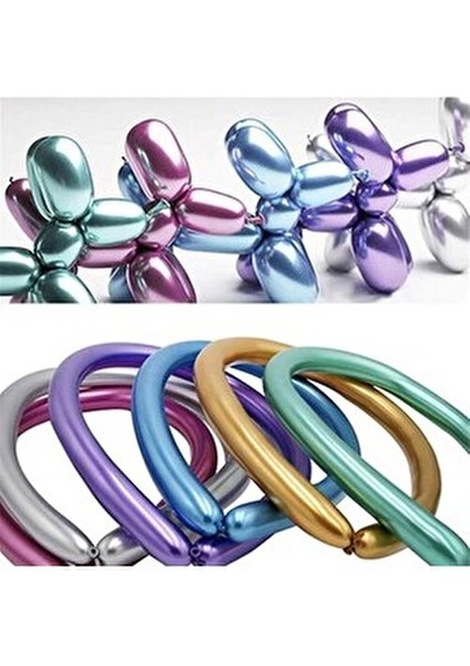 Krom Sosis Balon 10 Adet Karışık Renkler Parti Kutlamaları için Şekil Yapma Seti fiyatları