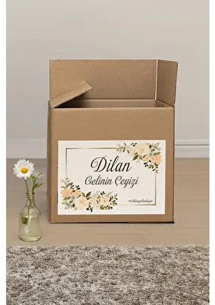 Çeyiz Kutusu İçin 20'li Şık Renkli Çiçekli Etiket Seti Eğlenceli Parti Malzemeleri