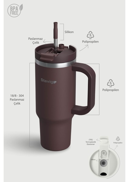 2 Moods Tuck-In Tumbler Sızdırmaz Çelik Termos 900 ml Chocolate Plum ST-238