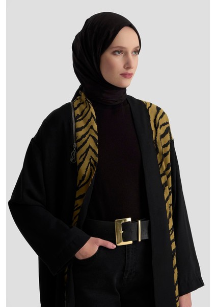 ARMİNE TREND Zebra Desenli Salaş Kesim Cepli Hırka Yağ Yeşili 25KT522 fırsatları