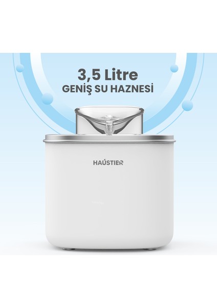 WF007L Otomatik Kedi Su Sebili, 3.5lt Geniş Hazne, Bpa Içermez, Metal Üst Tabla, Ultra Sessiz (Beyaz)