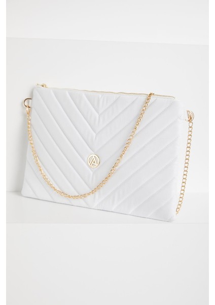 Baklava Desenli Cüzdan Çanta-Beyaz ARM143