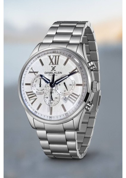Exclusive Erkek Kol Saati – Beyaz Kadran – Çelik Kordon – Roma Rakamlı – Takvimli modelleri