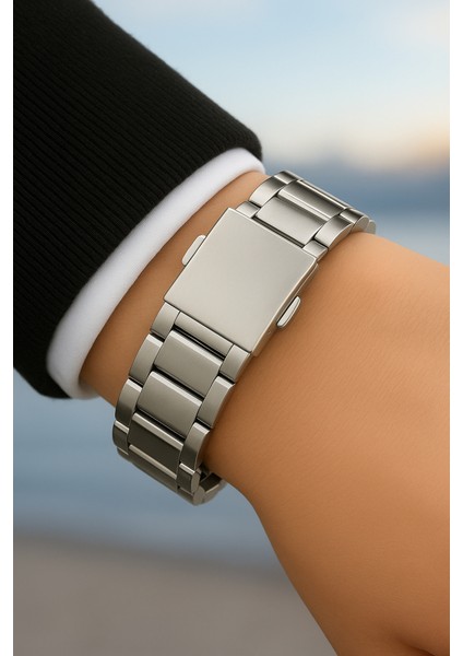 Exclusive Erkek Kol Saati – Beyaz Kadran – Çelik Kordon – Roma Rakamlı – Takvimli fırsatları