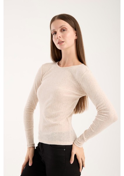 Kadın Ajurlu Triko Bluz – Geniş Yaka, Uzun Kollu, Rahat ve Dayanıklı 3014 fiyatları