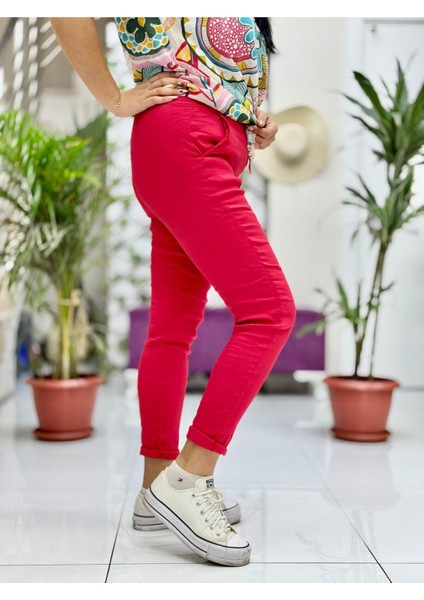 A15605 Italyan Likra Coton Pantolon Kırmızı fiyatları