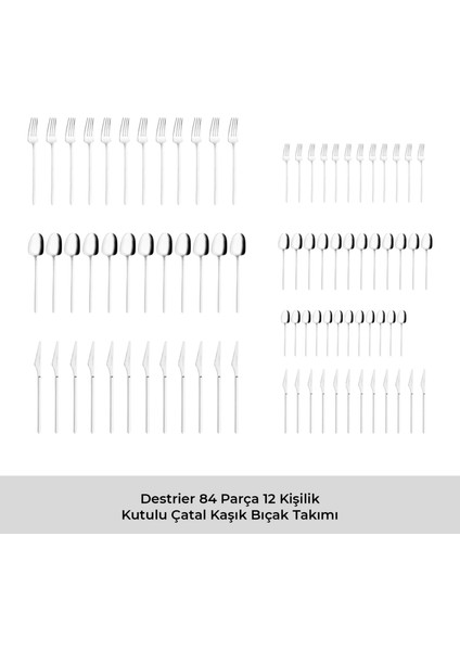 Destrier 84 Parça 12 Kişilik Kutulu Çatal Kaşık Bıçak Takımı indirimleri