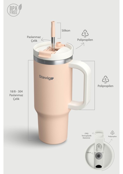 2 Moods Tuck-In Tumbler Sızdırmaz Çelik Termos 900 ml Bisque ST-239