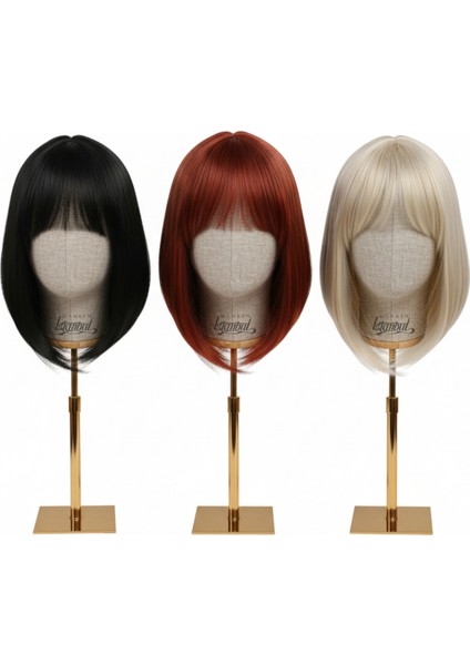 Özel Gold Standlı Kafa Mankeni Peruk Mankeni Aksesuar Mankeni