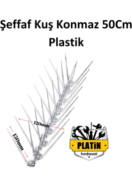 Kuş Konmaz Plastik 50CM Şeffaf 10 Adet