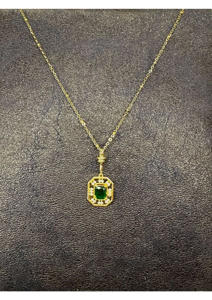 316L Çelik Serenay Avukat Leyla Yeşil Taşlı Kolye modelleri