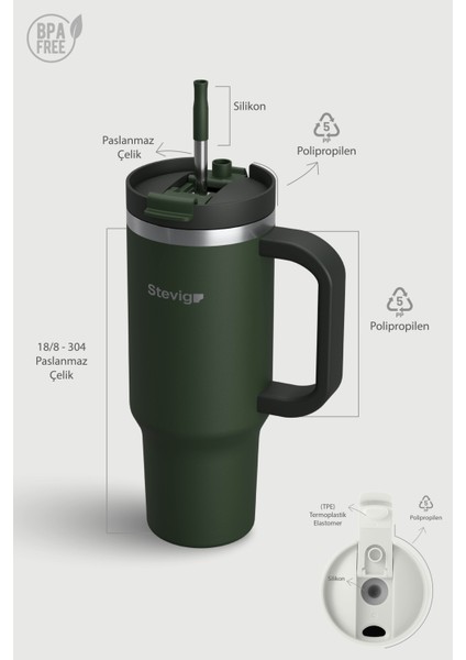 2 Moods Tuck-In Tumbler Sızdırmaz Çelik Termos 900 ml Green ST-237
