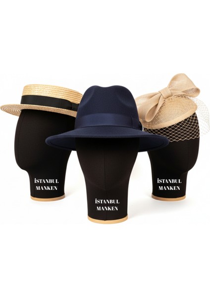 Bayan Kumaş Kaplı Polyester Kafa Mankeni Aksesuar Mankeni Şapka Mankeni Peruk Mankeni