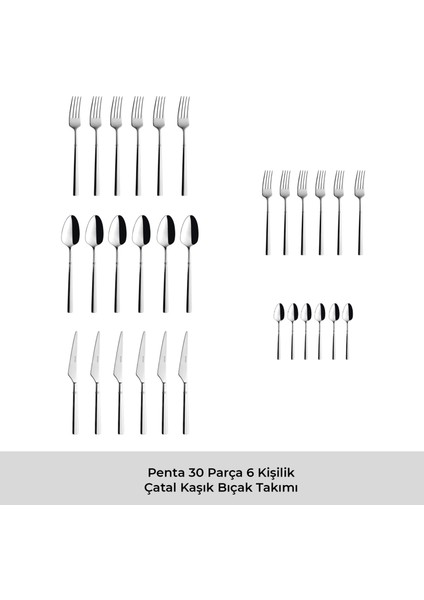 Penta 30 Parça 6 Kişilik Çatal Kaşık Bıçak Takımı