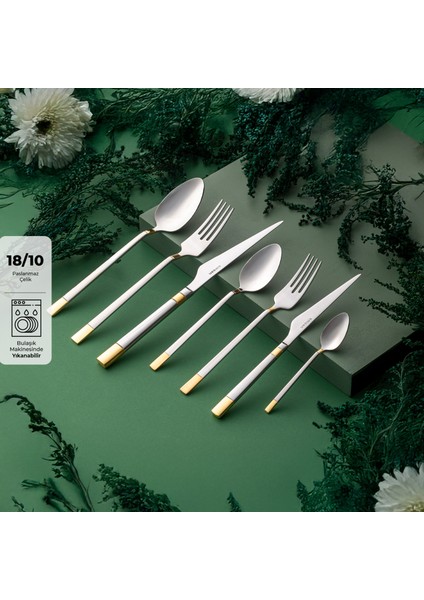 Elegance Duru Gold 84 Parça 12 Kişilik Lüks Kutulu Çatal Kaşık Bıçak Takımı