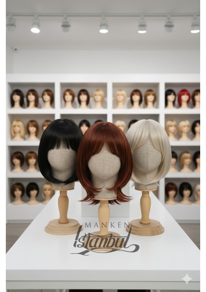 Kumaş Kaplı Ahşap Standlı Polyester Kafa Mankeni Aksesuar Mankeni Şapka Mankeni Peruk Mankeni fiyatları