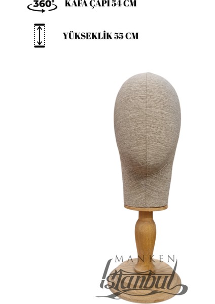Kumaş Kaplı Ahşap Standlı Polyester Kafa Mankeni Aksesuar Mankeni Şapka Mankeni Peruk Mankeni fırsatları