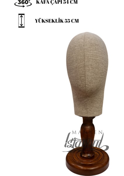 Kumaş Kaplı Ahşap Standlı Polyester Kafa Mankeni Aksesuar Mankeni Şapka Mankeni Peruk Mankeni fırsatları