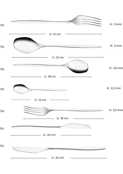 Alisa 84 Parça 12 Kişilik Kutulu Çatal Kaşık Bıçak Takımı