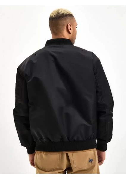 Erkek Düz Bomber Ceket - Siyah