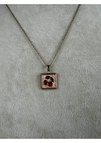 Kiraz Figürlü Mineli Çelik Kolye fiyatları