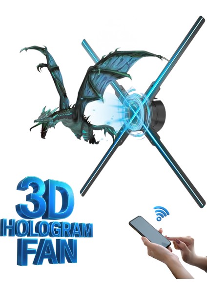 3D Hologram LED Fan 65CM, 176° Görüş Açısı Wifi ve App Kontrolü