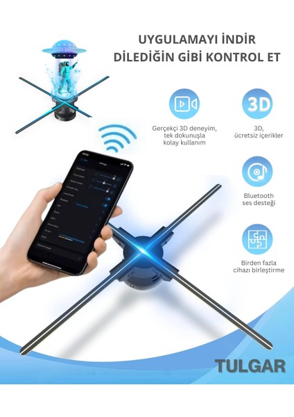 3D Hologram LED Fan 65CM, 176° Görüş Açısı Wifi ve App Kontrolü fiyatları