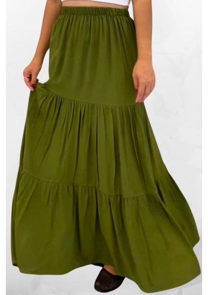 Viskon Kumaş Fırfırlı Uzun Kadın Çingene Etek modelleri
