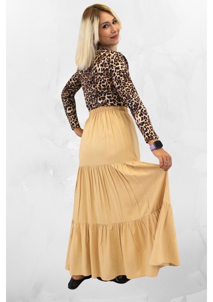 Viskon Kumaş Fırfırlı Uzun Kadın Çingene Etek